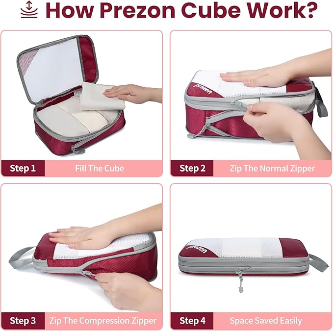 Compression Packing Cubes for Travel, Lightweight Vacation Travel Essentials, Travel Accessories for Suitcase Organizer Bags Set, Durable Luggage Organizer