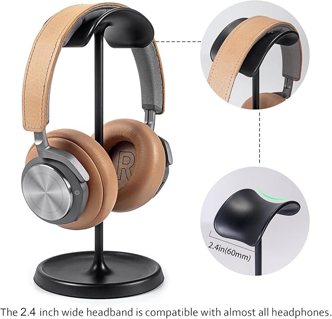 Headphone Stand, Curved Headset Stand with Storage Tray, Heavy Base Gaming Headset Holder for AirPods Max, AirPods Pro, Beats, Bose, Sony and More (Black)