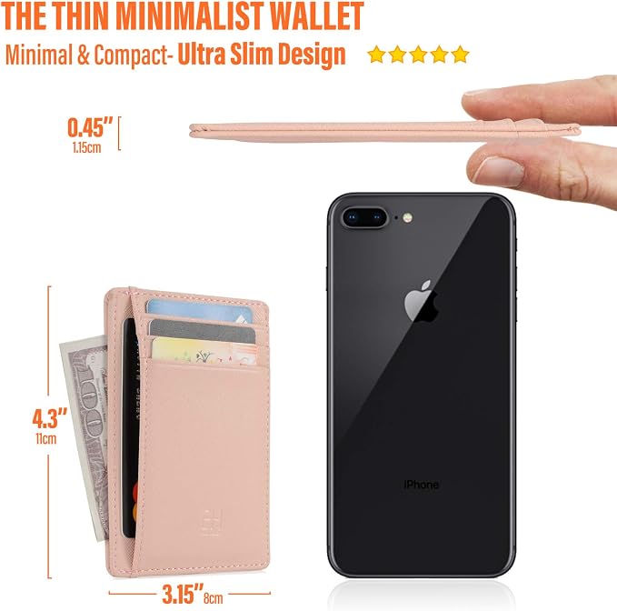 GH GOLD HORSE Slim RFID Blocking Card Holder Minimalist Leather Front Pocket Wallet for Women | Slim