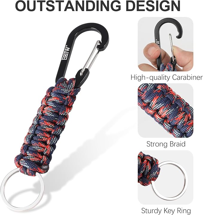 EOTW Carabiner Keychain,Paracord Keychain Small Aluminum Clip D Ring for Camping, Hiking, Fishing, Or As A Key Organizer
