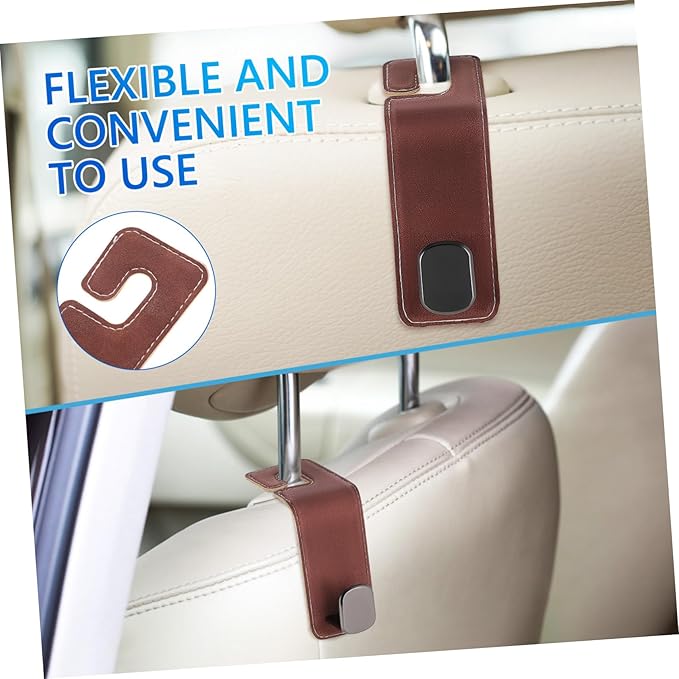 SOLUSTRE 2pcs Heavy-duty Metal Car Hooks for Headrest Purse Hanger Car Interior Accessories Easy Setup Stylish Organizer