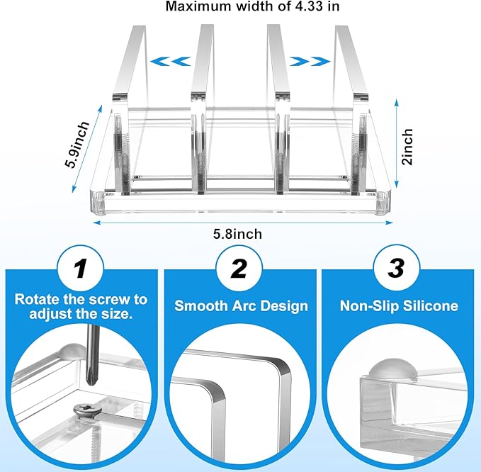 Chunful Adjustable Vertical Laptop Stand for Desk, Acrylic 3 Slot Laptop Holder Desktop, Invisible Desktop Notebook Dock for Notebook Computer, All Gaming Laptops up to 17''