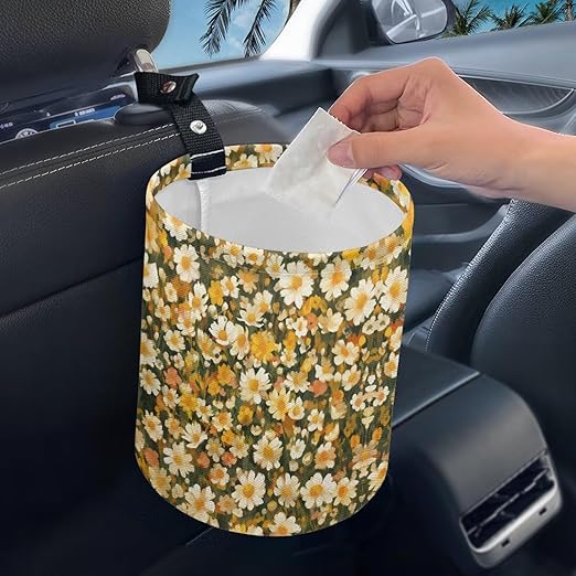 Black Cat Maple Leaf Pumpkin Car Front Seat Can Leak Proof Front Seat Back Seat Garbage Container Bag Kitchen Rubbish Bin Fashion Vehicle Organization Bin, Easy to Use