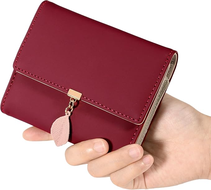 UTO RFID Wallet for Women PU Leather Leaf Pendant Card Holder Phone Checkbook Organizer Zipper Coin Purse | Leaf Pendant, Card Holder, Phone, Checkbook, Organizer, Zipper