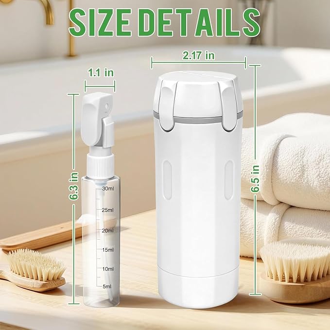 4 in 1 Travel Dispenser,4 Pack 30ML Travel Bottles for Toiletries,Refillable, Leak Proof and Portable,Suitable for Storing Shampoo, Shower Gel, Laundry Detergent, Suitable for Travel, Camping (White)