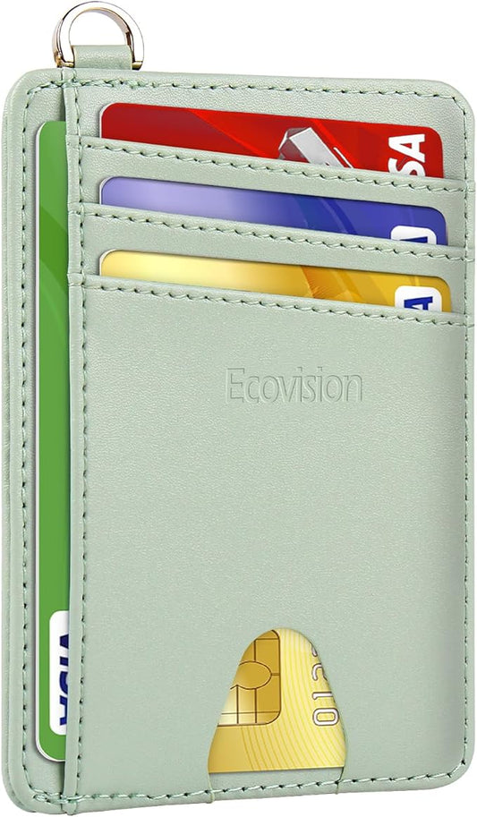 EcoVision Slim Minimalist Front Pocket Wallet, RFID Blocking Credit Card Holder Wallet with Detachable D-Shackle for Men Women