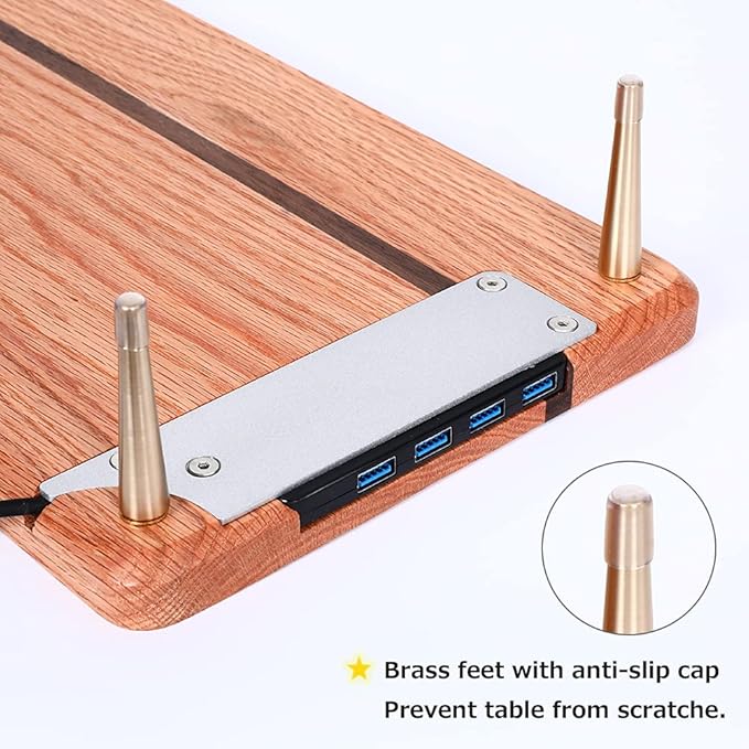 Wood Riser Monitor Stand with USB Ports Computer Stand w/Slot for Tablet & Cellphone Computer Riser w/Big Storage, Dual Monitor Riser for PC, Computer, Laptop, Printer