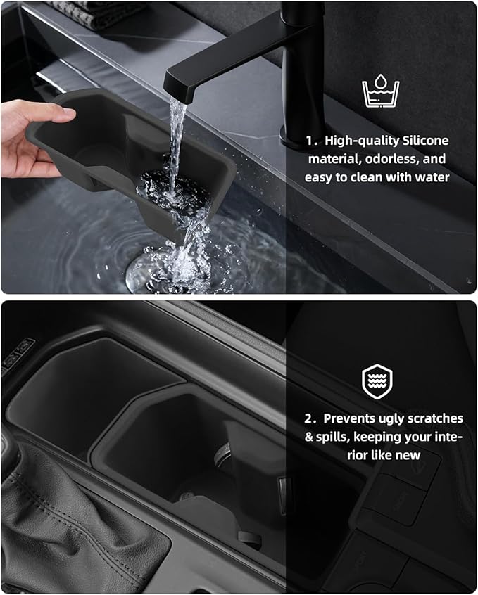Center Control Insert Cup Holder+Rear Door Side Storage Box +Screen Dashboard Tray for 2024-2026 Toyota Grand Highlander/2025 2026 Grand Highlander Hybrid (5PCS)