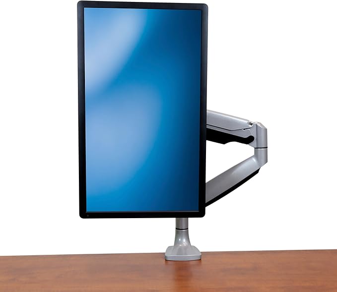 StarTech.com Desk Mount Monitor Arm - Full Motion Articulating - Monitors 12 to 34 Adjustable VESA Single Monitor Arm - Desk & Grommet Clamp -Silver (ARMPIVOTHD)