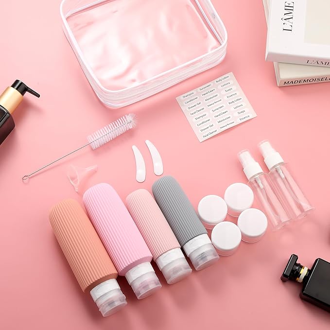 Mrsdry 16 Pack Travel Bottles for Toiletries, Oversize Silicone Travel Containers jar for Toiletries, Leak Proof Refillable Liquid Shampoo And Conditioner Travel Essentials toiletry Bottles
