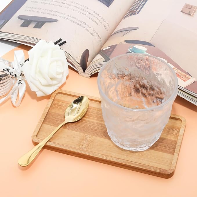 Rectangular Bamboo Tray – 6.9” × 3.5” Outer Size, 6.5” × 3.1” Inner Size, Natural Decorative Organizer for Bathroom, Vanity, Toilet Tank Top, Desk, Entryway or Kitchen Use.