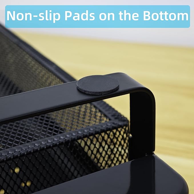 Monitor Stand Riser, Metal Laptop Stand with Storage, Printer Stand with Vented Drawer and Side Storage, Desk Organizer for Monitor, VMMR01-WDB