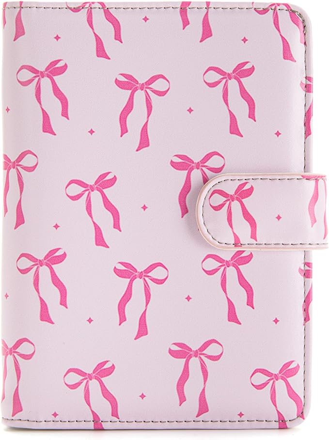 Passport Holder for Travel Essentials, RFID Blocking Passport Wallet Cover with Magnetic Closure, Passport Book Holders for Women and Men (Pink Bow)