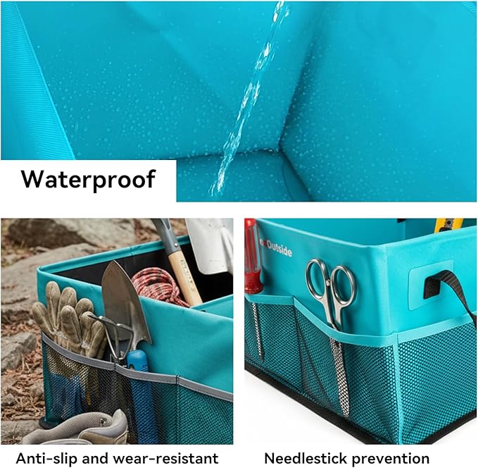 HiMagics Collapsible Waterproof Car Trunk Organizer, Soft PVC Storage Bin with Rugged PVC-Coated Fabric for SUV & Truck (Aqua Blue, REG)