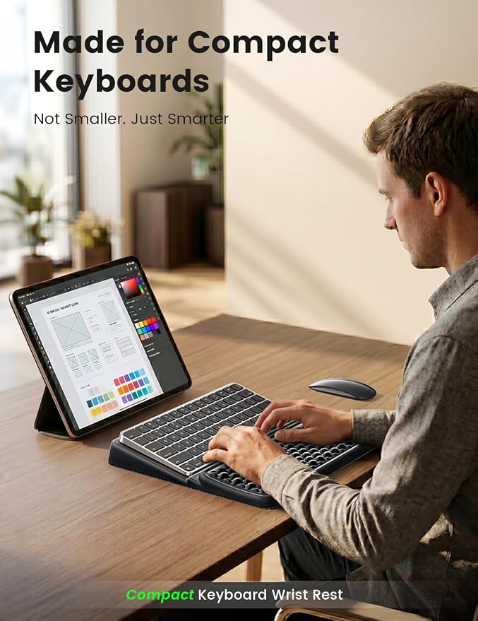 Vaydeer Keyboard Wrist Rest, Keyboard Stand with Wrist Support, Soft Memory Foam Ergonomic Riser for 60%-65% Keyboard Holder Tilt Lift for Carpal Tunnel, Office Gaming Computer Typing Hand Arm Cushion