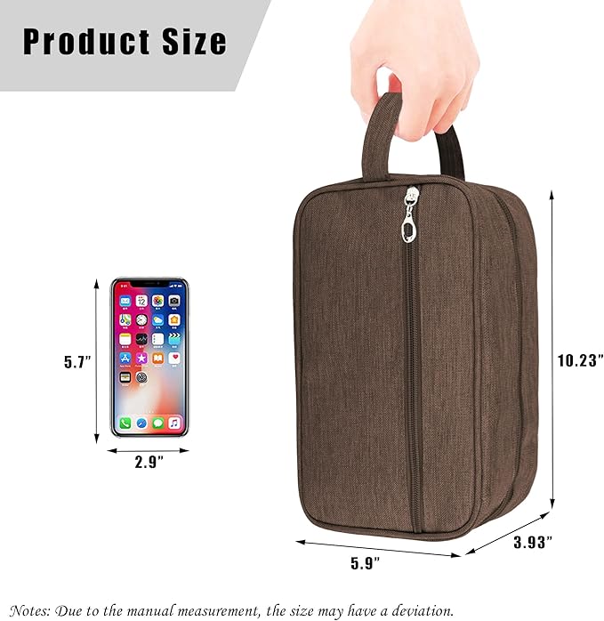 Toiletry Bag, Large Capacity Travel Bag for Toiletries, Waterproof Oxford Fabric Toiletry Organizer for Travel, Business Trips and Daily Use, Travel Essentials for Men or Women (Brown)