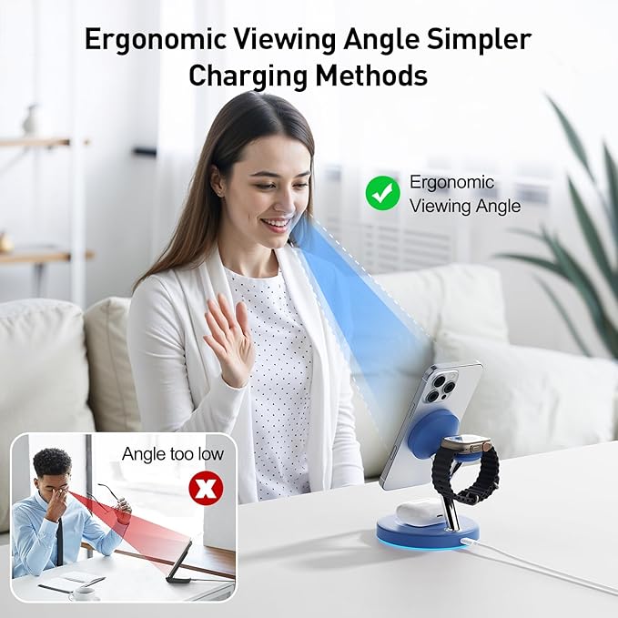 New 3 in 1 Charging Station for Apple Compatible with Magsafe Charger Stand for iPhone 17 16 15 14 13 12 Wireless Charging Station for AirPods Wireless Charger for iWatch Series