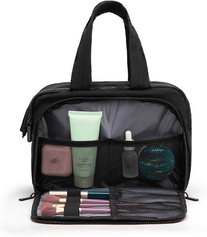 Montana West Travel Toiletry Bag for Women, Large Capacity Makeup Organizer, Lightweight Puffy Cosmetic Bag with Waterproof Lining, Front & Back Zipper Pockets, Travel Essentials Bag