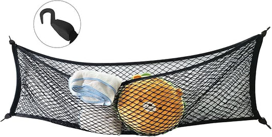 Truck Bed Cargo Net 60x18 Inch Elastic Double Mesh Organizer for Ford F150 Chevy Silverado GMC Sierra Heavy Duty Truck Bed Storage Net with ABS Hooks Automotive Cargo Net for Pickup