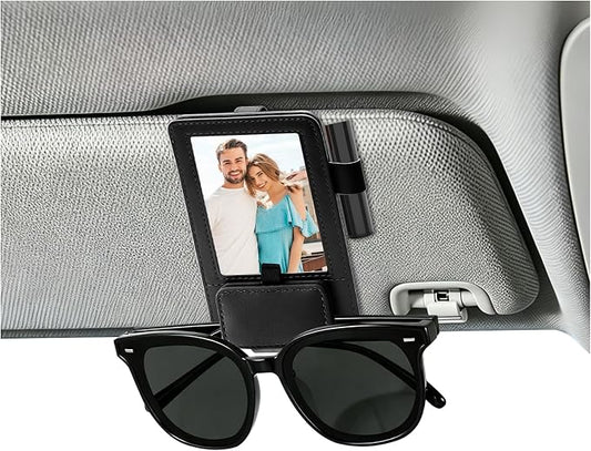 3 in 1 Sunglass & Photo Holder for Car, Car Visor Sunglasses Holder Clip, Sunglass Holder with Strong Magnetism