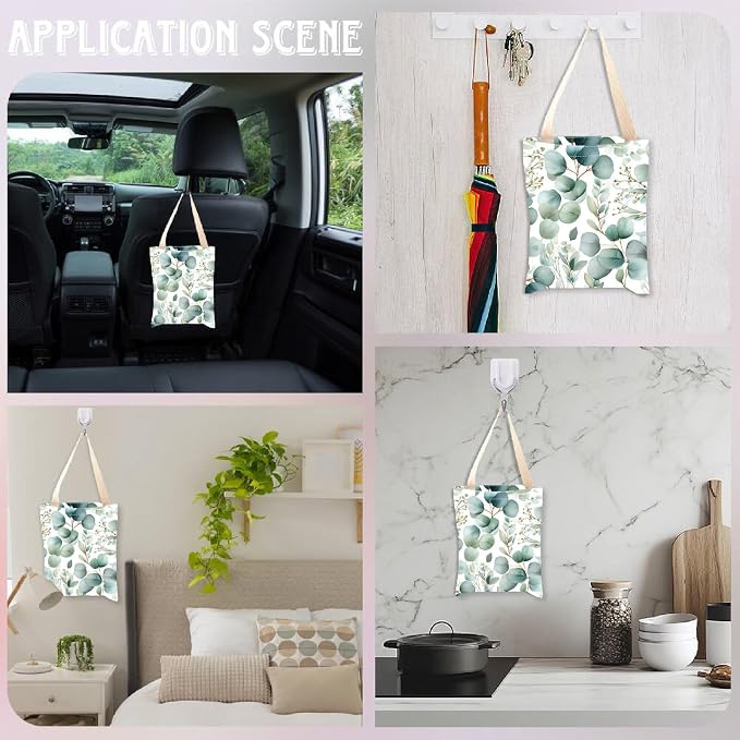 CREATCABIN Car Garbage Bag Car Trash Bag Hanging Back Seat Organizer Trash Can Bin One-Handed Strap Garbage Reusable Waterproof for Car Accessories Vehicle Travelling Camping Outdoor 11.8x9.84 Inch