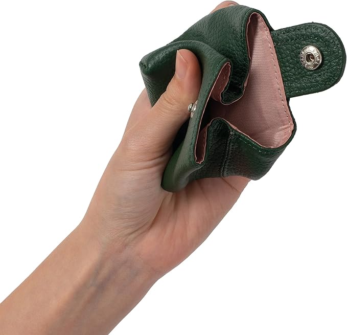 Cockatoo Genuine Leather Coin Pouch Change Holder, Mini Snap Pocket Wallet for Men Women (Hills, Large)
