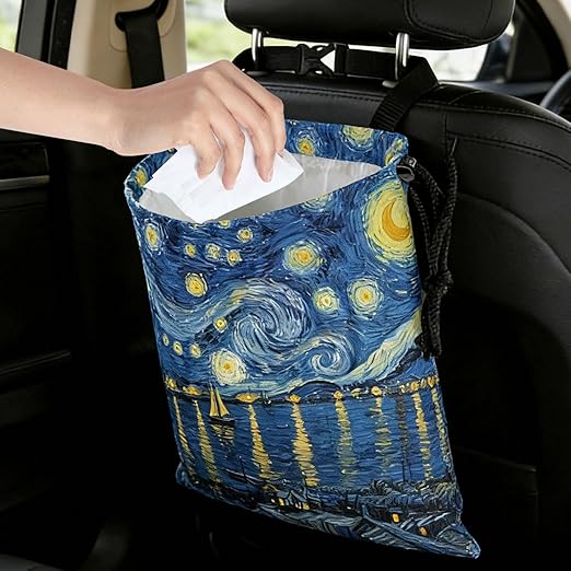 Abstract Starry Sky Sea Car Trash Bag - Waterproof Car Trash Bag Hanging Leakproof Car Garbage Bag - Washable Reusable Trash Bag For Car Interior Hanging Organizer Storage Vehicle Travelling Camping