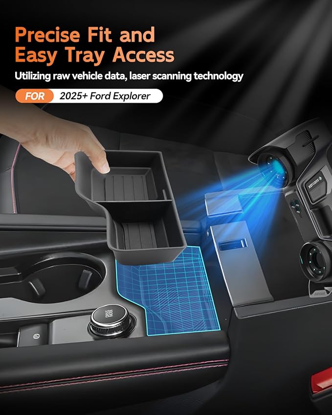 CDEFG for 2025 2026 Ford Explorer Center Console Organizer Tray - Front Armrest Storage Box Middle Insert - 2025 2026 Explorer Interior Accessories