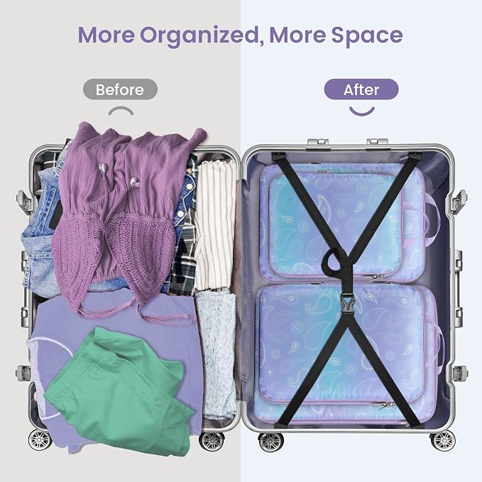 Cambond Compression Packing Cubes for Travel - Lightweight Expandable Travel Bags Luggage Organizers Travel Essentials Compression Cubes for Travel Space Saver for Carry on Suitcases Organizer