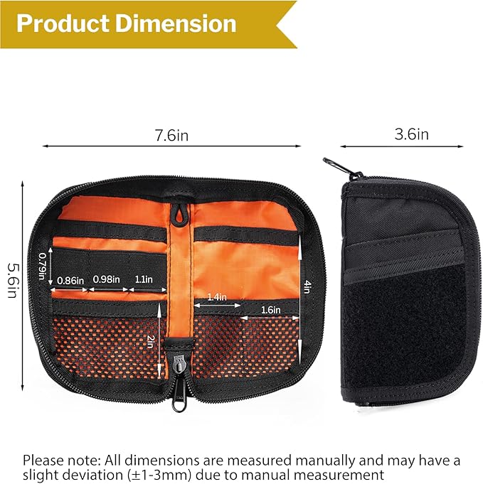 VIPERADE VE10 EDC Pouch Small Pocket Tool Pouch with 10 Compartments, Men's Pocket Organizer for Multitools, EDC Organizer with Patches Area for DIY (Black Gray Camo)