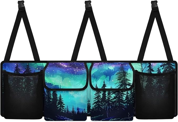 Starry Sky Car Trunk Organizer and Storage,Forest Design Backseat Hanging Organizer for SUV,Truck,Van Collapsible Cargo Storage Bag,Vehicle Accessories Decorate Not Easy to Fade