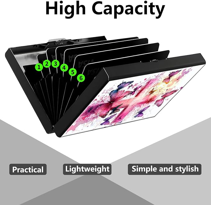 Credit Card Holder Butterfly Christian Cross Design Mini RFID Blocking Aluminum Wallet Slim Metal Hard Cover Shell Travel Wallet ID Cases Small Credit Cards Case Business Cards for Women Men Girls