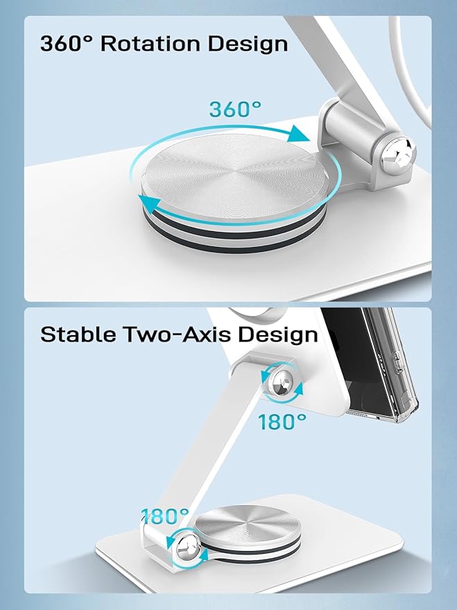 Compatible with MagSafe Charger, 15W MagSafe Charger Stand, 360°Rotation Base Adjustable Foldable Wireless Charger for Samsung Galaxy S25 Ultra/Z Fold7/Flip7/iPhone 17/Pixel 10 Pro/Pixel 10 Pro Fold