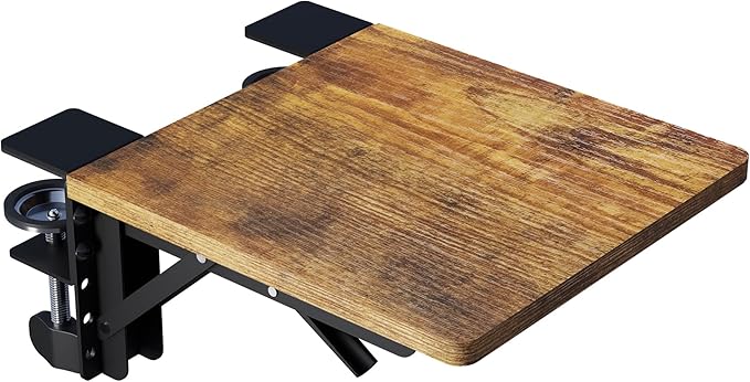 BONTEC Ergonomic Desk Extender Tray, 9.5"x9.1" Table Mount Arm Wrist Rest Shelf, 90° Foldable Elbow Support, Clamp on Computer Arm Rest for Desk, Office & Home Use, Durable & Easy to Install