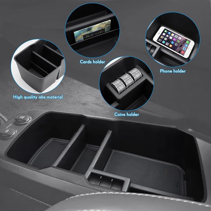 MARCHFA Center Console Lower Organizer Tray Compatible for Kia EV6 Accessories 2026 2025 2024 2023 Armrest Bottom Storage Box (Black)