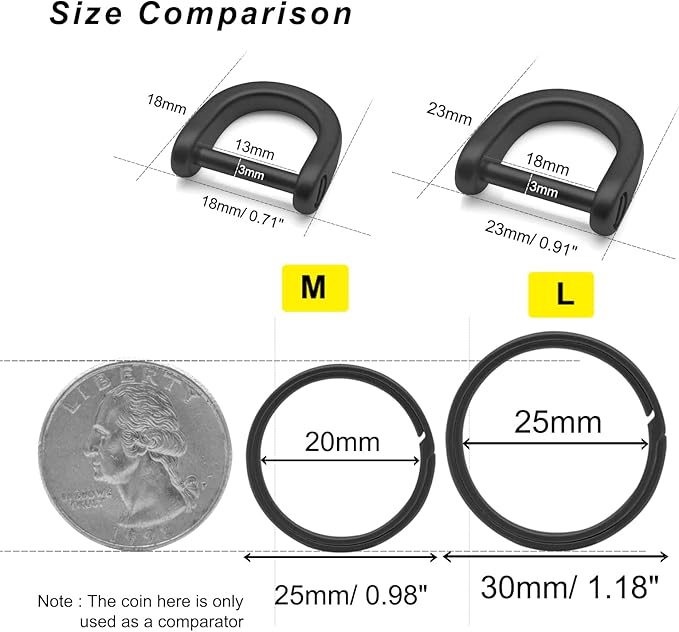 PJYTAC Titanium Keychain Rings Heavy Duty Side Push Key Rings for Car Keys Easy Quick Release EDC Split Keyrings