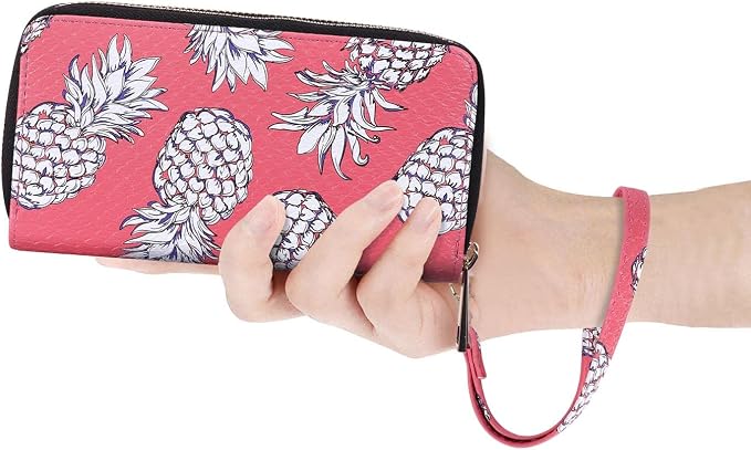 Cellphone Wallet for Women Dual Zipper Long Purse with Removable Wristlet