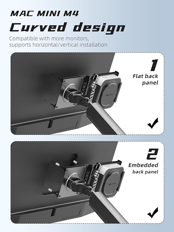 with Combination Security Lock 2024 Mac mini M4 VESA Computer Monitor Mount Bracket for Anti-Theft Server Rack Extension Plate Adapter, Compatible 75X75/100X100MM Hole distance-AJM4GS-BM