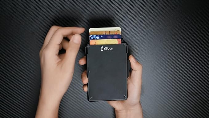 umoven Wallet for Men - with Money Clip Slim Leather Slots Credit Card Holder RFID Blocking Bifold Minimalist Wallet (Carbon Black)