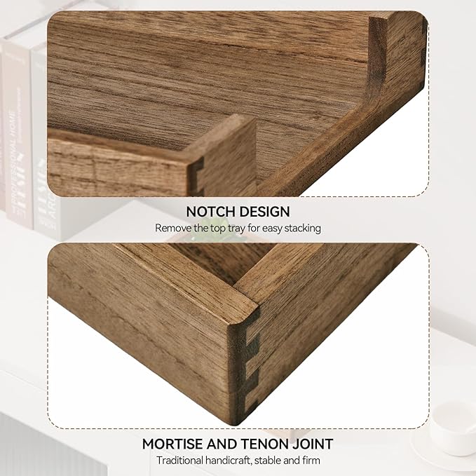 Kirigen Wood Letter-Size Tray Single-Tier(TP-DBR)- Wooden Tones Collection Front-Load Documents Tray for Office Desktop Organizer - Desk Magazine, File, Folder, Paper Holder Drak Brown
