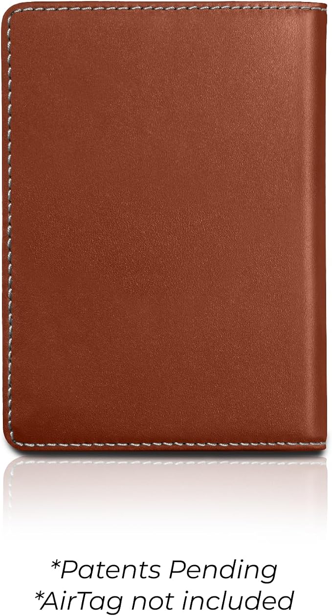 Kings Loot Passport Holder Wallet – RFID Blocking Leather Travel Wallet with Built-in Airtag Holder – Holds 1-6 Cards & Passport – Easy Pull Tab – Slim & Stylish Wallets (Auburn)