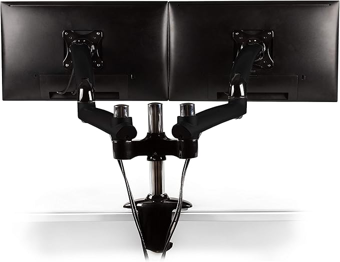 Ergotech Dual Freedom Arm, Includes Two Aluminum Articulating Arms,8.4-17.8 lbs. Weight Capacity per Arm, Suitable for Monitors up to 27'', VESA Compatible 75×75, 100×100,(FDM-PC-G02) -Dual,Metal Gray