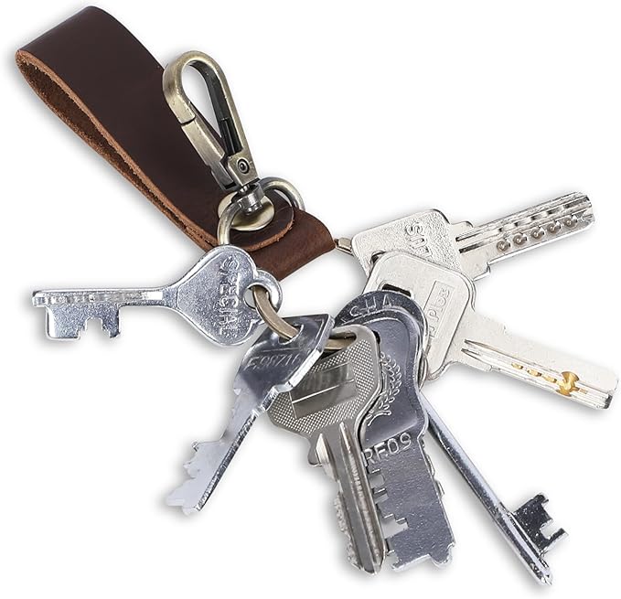 Genuine Leather Keychain with Belt Loop - Key Case Leather Tactical HK EDC Clip Fob Keychain Leathers Key Holder
