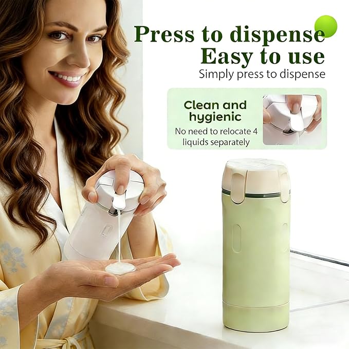 4 in 1 Travel Dispenser Bottle Leakproof Refillable Travel Bottles for Toiletries Portable Travel Size Containers for Shampoo Lotion Cosmetics Travel Essentials for Women Men (White)