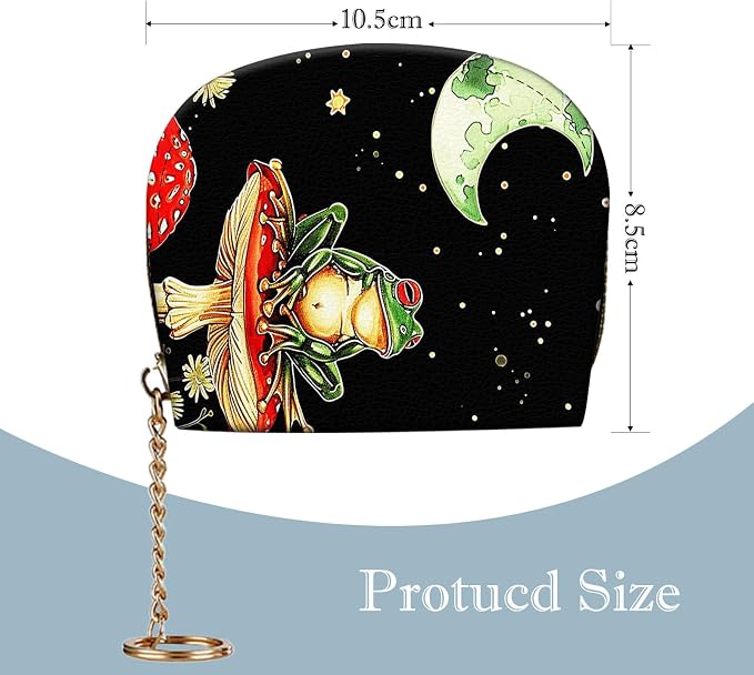 Women's Slim RFID Wallet – Compact Leather Card Holder Wallet for Women, 9 Card Slots RFID Blocking Credit Card Organizer, Small Travel Wallet - Aesthetic Mushroom Frog
