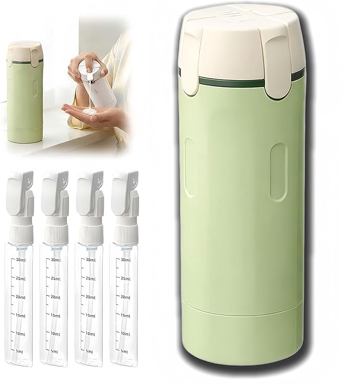 4 in 1 Travel Dispenser, Leak-Proof Travel Container, Portable Travel Showering Set, Capable of Holding Shampoo, Lotion, Hair Conditioner and Cream ((Color: Green))