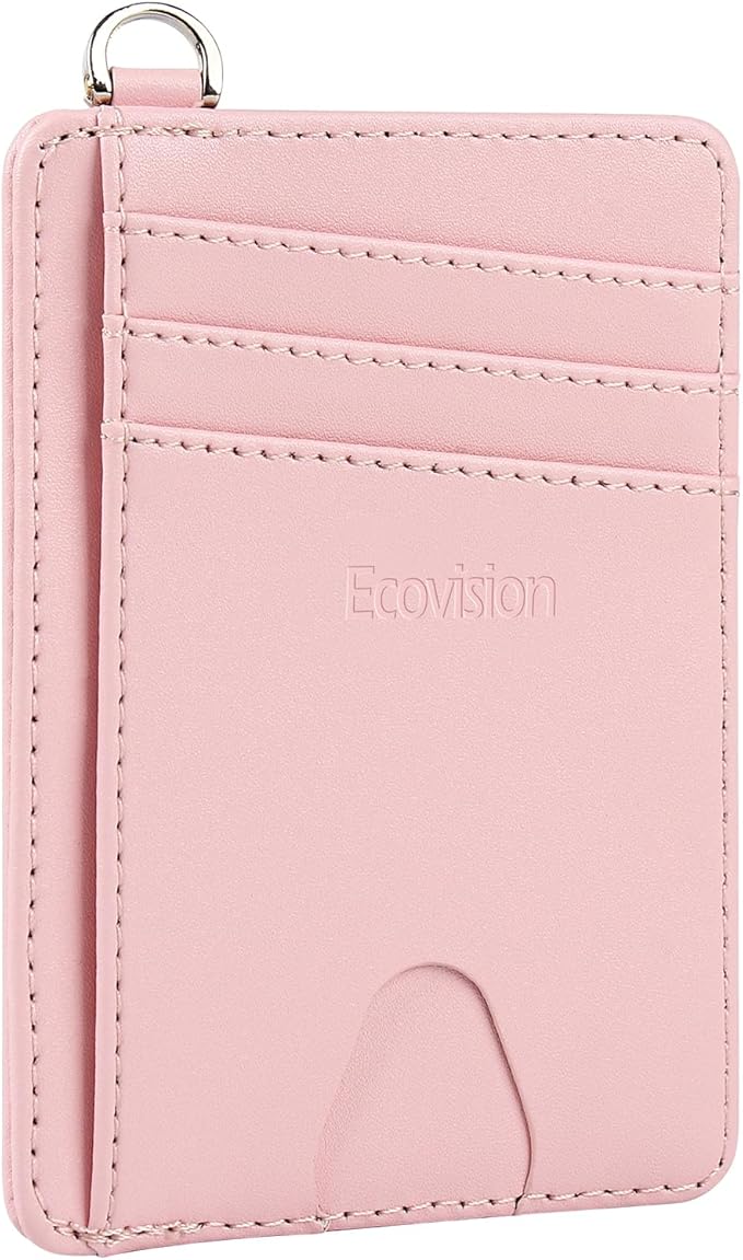 EcoVision Slim Minimalist Front Pocket Wallet, RFID Blocking Credit Card Holder Wallet with Detachable D-Shackle for Men Women
