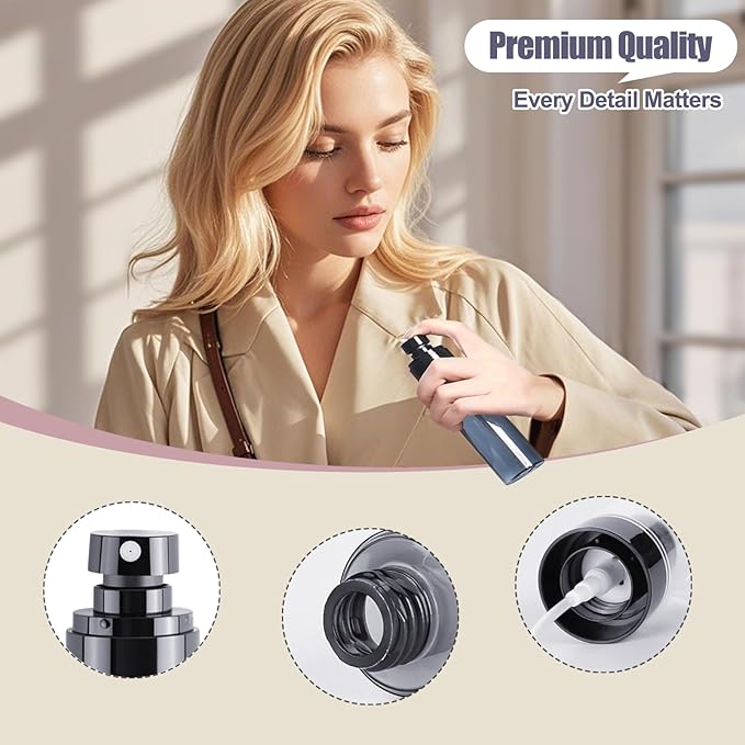 3PCS 100ml Travel Spray Bottles Set, Refillable Mini Spray Bottles with Fine Mist Spray Bottle Nozzle – Ideal for Toners and Skincare