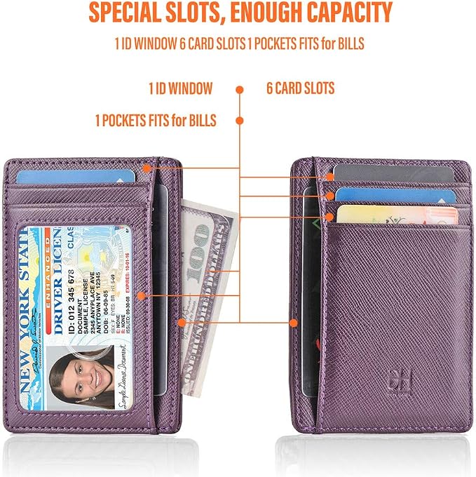 GH GOLD HORSE Slim RFID Blocking Card Holder Minimalist Leather Front Pocket Wallet for Women | Slim