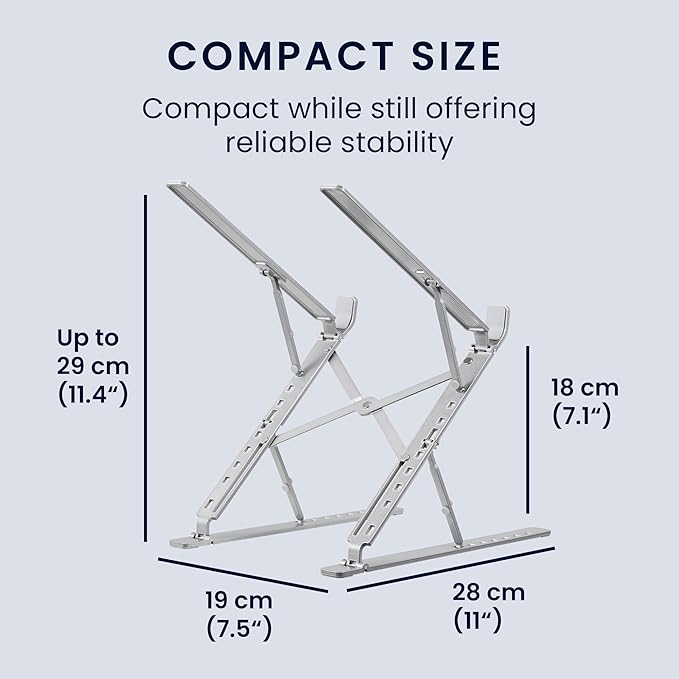 kwmobile Laptop Stand - Adjustable Laptop Riser, Holder - Aluminium Portable DJ, Gaming Stand - Foldable Lap Top, Notebook Desk Stands - Folding Computer Accessories